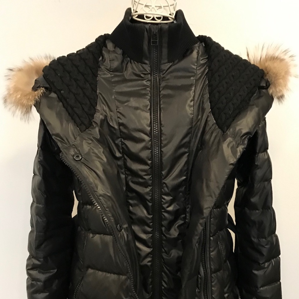 RUD black puffer coat w/ attached genuine fur hood
